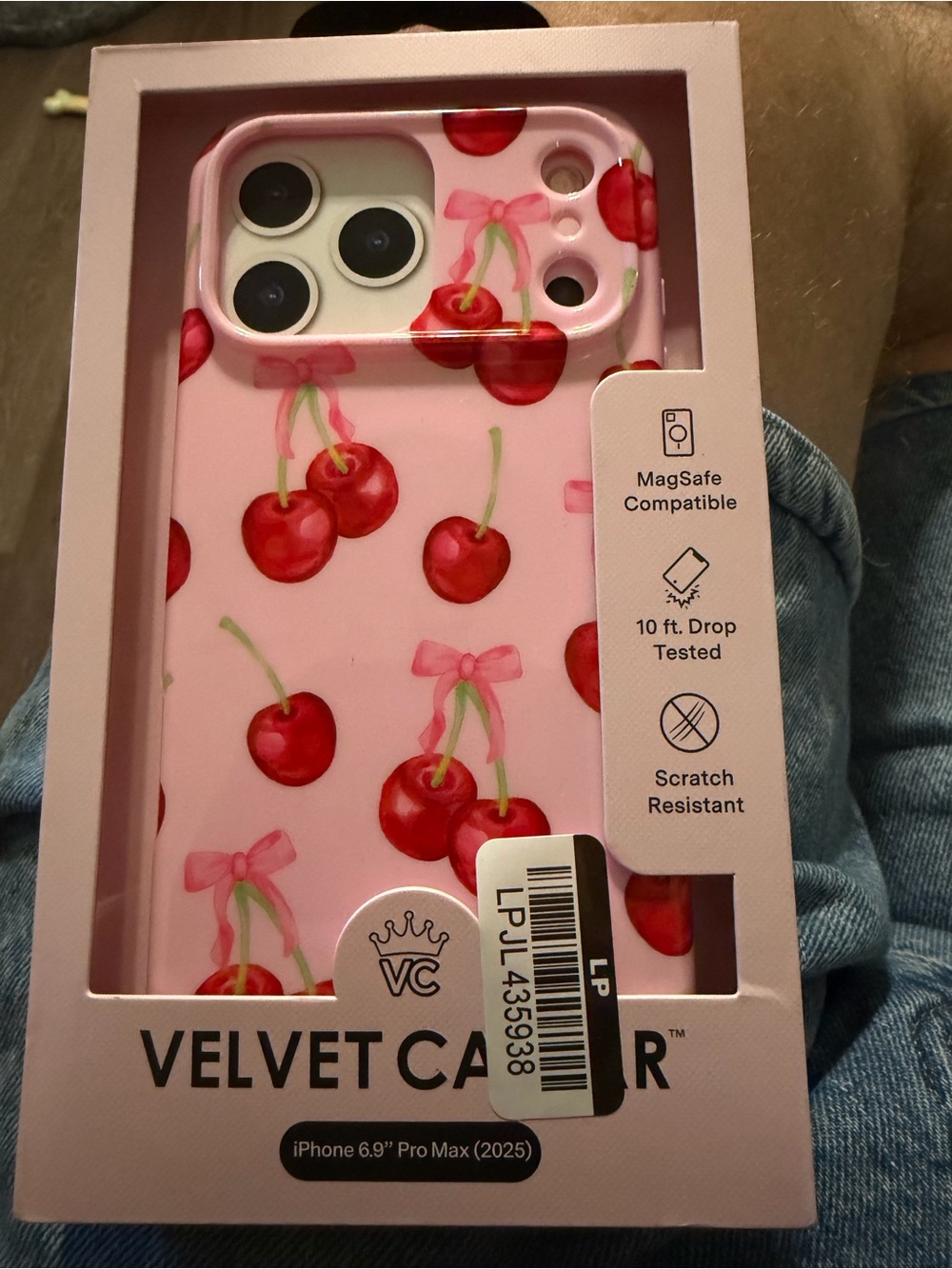 Velvet Caviar Pink Cherry Pattern iPhone Case